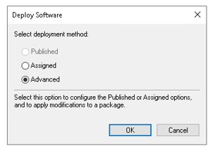 Group Policy Editor - Deploy Software Options