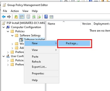 Group Policy Editor - Create New Package