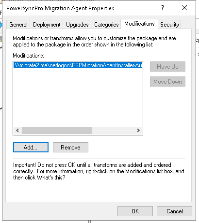 Group Policy Editor - Package Properties